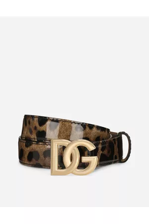 Dolce & Gabbana Belts - Belts - Leopard-print glossy calfskin belt with DG logo female 70