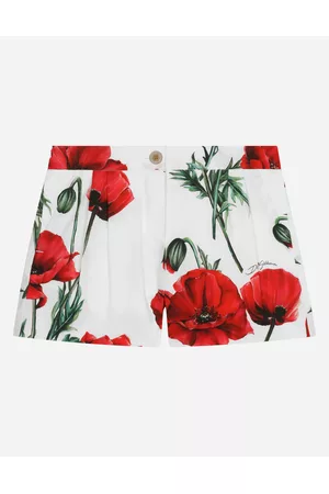 Dolce & Gabbana Printed Skirts - Trousers and Skirts - Poppy-print poplin shorts female 8 years