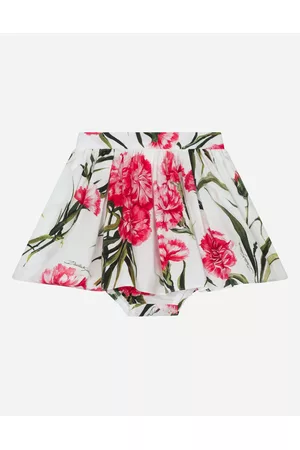 Dolce & Gabbana Printed Skirts - Trousers and Skirts - Short carnation-print poplin skirt female 3/6 months
