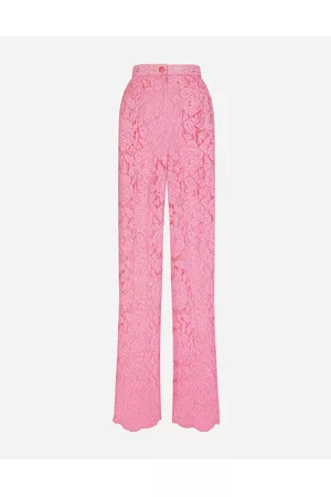 Dolce & Gabbana Wide Leg Pants - Trousers and Shorts - Flared branded stretch lace pants female 36