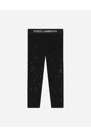 Dolce & Gabbana Leggings - Trousers and Skirts - Interlock leggings with fusible rhinestones female 2 years