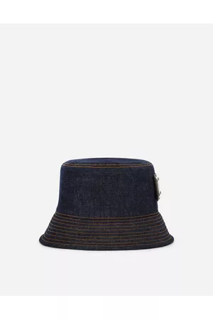 Dolce & Gabbana Hats - Hats and Gloves - Denim bucket hat with branded plate male 57