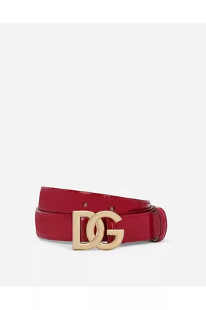 Dolce & Gabbana Belts - Polished Calfskin Belt With Dg Logo - Woman Belts 65