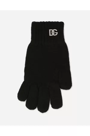 Dolce & Gabbana Gloves - Ribbed Knit Gloves With Metal Dg Logo - Woman Accessories M