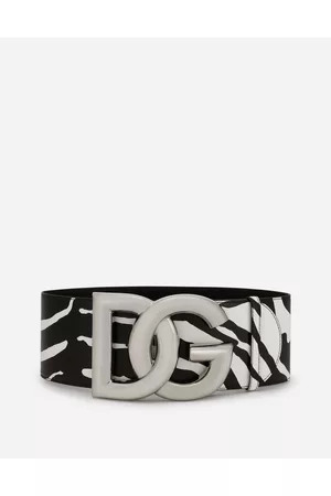 Dolce & Gabbana Belts - Printed Shiny Calfskin Belt With Dg Logo - Woman Belts 70