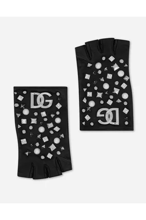 Dolce & Gabbana Hats - Nappa Leather Gloves With Embellishment And Dg Logo - Woman Hats And Gloves 7/2
