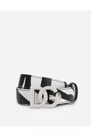 Dolce & Gabbana Belts - Printed Calfskin Belt With Dg Logo - Woman Belts 65
