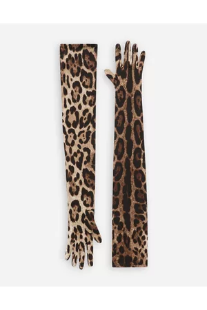 Dolce & Gabbana Hats - Long Leopard-print Stretch Satin Gloves - Woman Hats And Gloves S