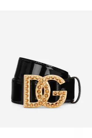 Dolce & Gabbana Belts - Polished Calfskin Belt With Dg Logo - Woman Belts 80