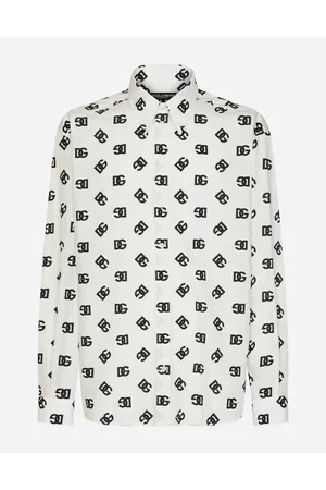 Men's Oversize silk twill shirt with DG Monogram print