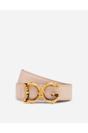 Dolce & Gabbana Belts - Leather Belt With D&g Baroque Logo - Woman Belts 75