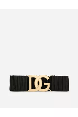 Dolce & Gabbana Belts - Elasticated And Gathered Nappa Leather Belt With Dg Logo - Woman Belts 75