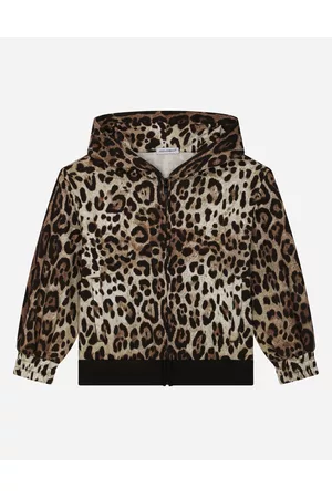 Dolce & Gabbana Hoodies - T-Shirts and Sweatshirts - Leopard-print jersey hoodie with branded elastic female 2 years