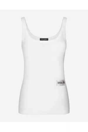 Dolce & Gabbana Tank Tops - T-Shirts and Sweatshirts - Fine-rib cotton tank top with the Re-Edition label female 40