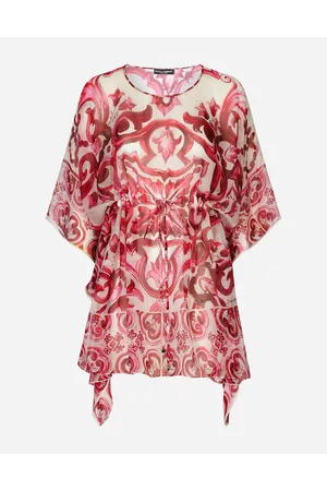 Dolce & Gabbana Printed & Patterned Dresses - Short Majolica-print Chiffon Caftan - Woman Dresses 36
