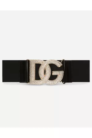 Dolce & Gabbana Belts - Elasticated Belt With Crystal Dg Buckle - Woman Belts 70