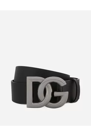 Dolce & Gabbana Belts - Lux Leather Belt With Crossover Dg Logo Buckle - Man Belts 80