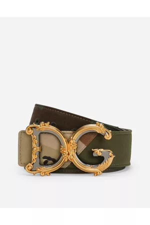 Dolce & Gabbana Belts - Camouflage Patchwork Belt With Baroque Dg Logo - Woman Belts 80