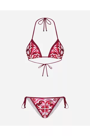 Dolce & Gabbana Triangle Bikinis - Majolica Print Triangle Bikini - Woman Beachwear 1
