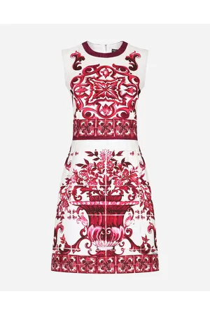 Dolce & Gabbana Printed & Patterned Dresses - Short Majolica-print Brocade Dress - Woman Dresses 36