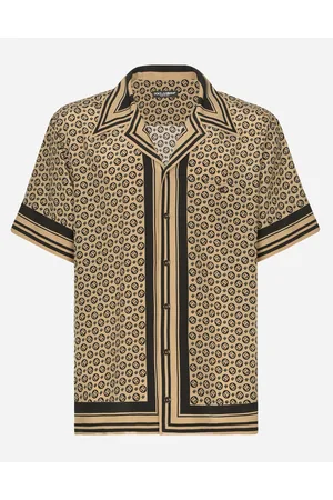 Dolce & Gabbana Silk-satin Hawaiian Shirt with Monogram Print men