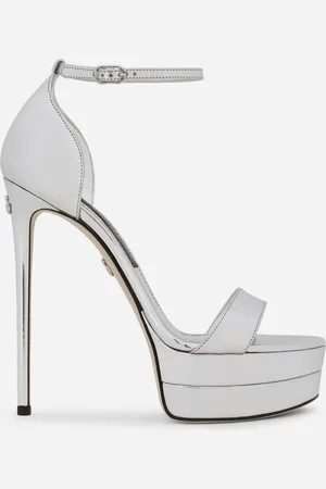 Dolce & Gabbana Mirrored-effect Calfskin Platform Sandals - Woman Sandals And Wedges Leather 37.5