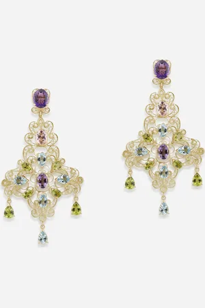 Dolce & Gabbana Pizzo Earrings In Yellow Filigree With Amethysts, Aquamarines, Peridots And Morganites - Woman Earrings Onesize
