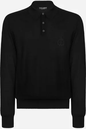 Dolce & Gabbana Cashmere Polo-style Sweater With Dg Logo Embroidery - Man Sweaters And Cardigans Cashmere 44