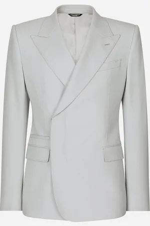Dolce & Gabbana Double-breasted Stretch Wool Sicilia-fit Jacket - Man Suits And Blazers Gray Wool 48
