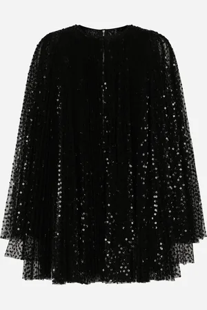 Dolce & Gabbana Short Pleated Dress With Full Sequined Sleeves - Woman Exclusive Preview Holiday Package Collection Tulle 40