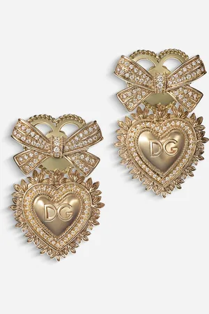 Dolce & Gabbana Devotion Earrings In With Diamonds - Woman Earrings Gold Onesize