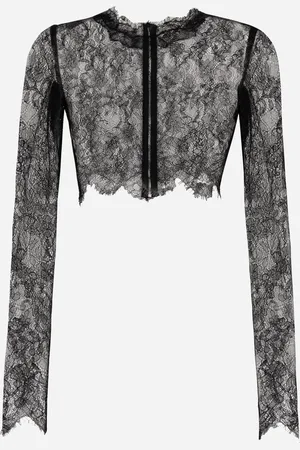 Dolce & Gabbana Long-sleeved Chantilly Lace Crop Top - Woman Shirts And Tops Lace 38