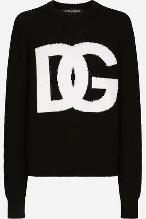 Dolce & Gabbana Round-neck Wool Sweater With Dg Logo Inlay - Man Sweaters And Cardigans Multi-colored Wool Xs