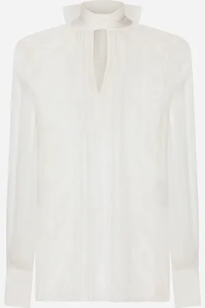 Dolce & Gabbana Chiffon And Lace Pussy-bow Blouse - Woman Shirts And Tops Silk 36
