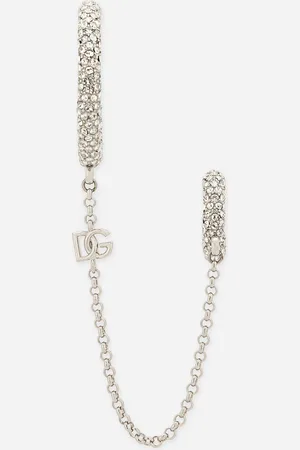 Dolce & Gabbana Single Rhinestone-detailed Creole Earring With Chain Accent - Woman Bijoux Metal Onesize