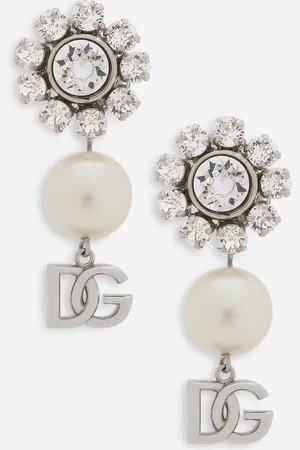 Dolce & Gabbana Earrings With Rhinestones, Pearls And Dg Logo - Woman Bijoux Metal Onesize