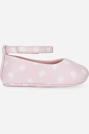 Dolce & Gabbana Nappa Leather Newborn Ballet Flats With Dg-logo Print - Woman Newborn Girls