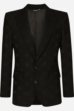 Dolce & Gabbana Single-breasted Jacquard Sicilia-fit Jacket With Dg Monogram Design - Man Suits And Blazers Wool 48