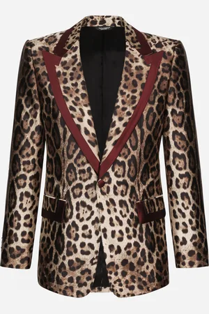Dolce & Gabbana Silk Mikado Casino Jacket With Leopard Print - Man Suits And Blazers Animal Print 46