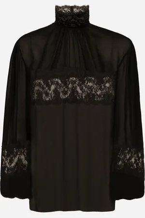Dolce & Gabbana Georgette And Lace Turtle-neck Blouse - Woman Shirts And Tops Silk 36