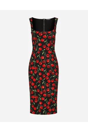 Short cherry-print chiffon dress in Multicolor for Women