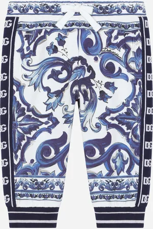 Dolce & Gabbana Majolica-print Jersey Jogging Pants - Woman Trousers And Skirts Cotton 9/12 Months
