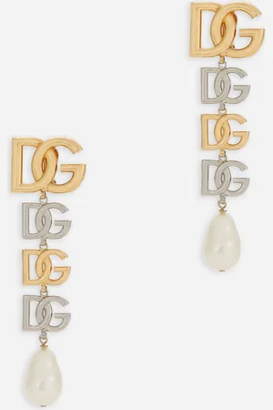 Dolce & Gabbana Drop Earrings With Two-tone Dg Multi-logo - Woman Bijoux Multi-colored Metal Onesize