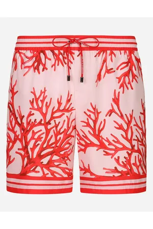 Kid's Swim Shorts Light Gray Technical Fabric with White Lily of the Valley  Print