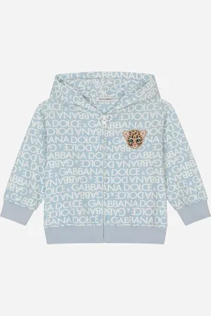 Dolce & Gabbana Cappuccio Con Zip - Man Topwear Light Blue Jersey 3/6 Months