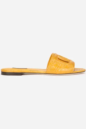 Dolce & Gabbana “fianchi Cocco” Crocodile Skin Sliders With The Dg Millenials Logo - Woman Slides And Mules 39