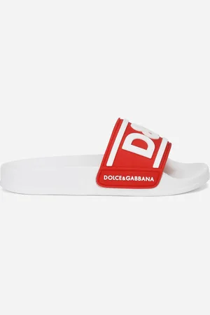 Dolce & Gabbana Rubber Sliders With Logo Print - Man Shoes (24-38) Rubber 28