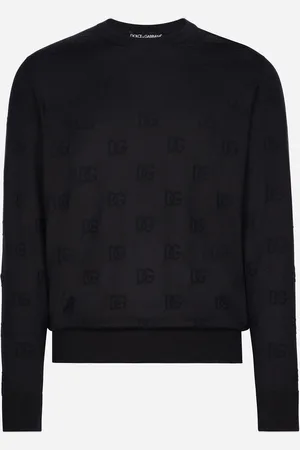 Dolce & Gabbana Silk Round-neck Sweater With All-over Dg Inlay - Man Sweaters And Cardigans 44