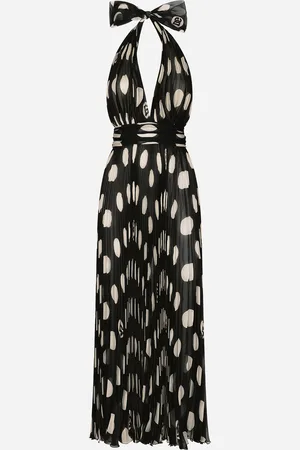 Dolce & Gabbana Pleated Chiffon Calf-length Dress With Polka-dot - Woman Dresses 36