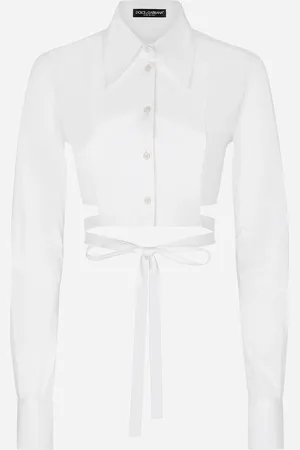Dolce & Gabbana Cropped Cotton Shirt With Criss-crossing Laces - Woman Shirts And Tops 40